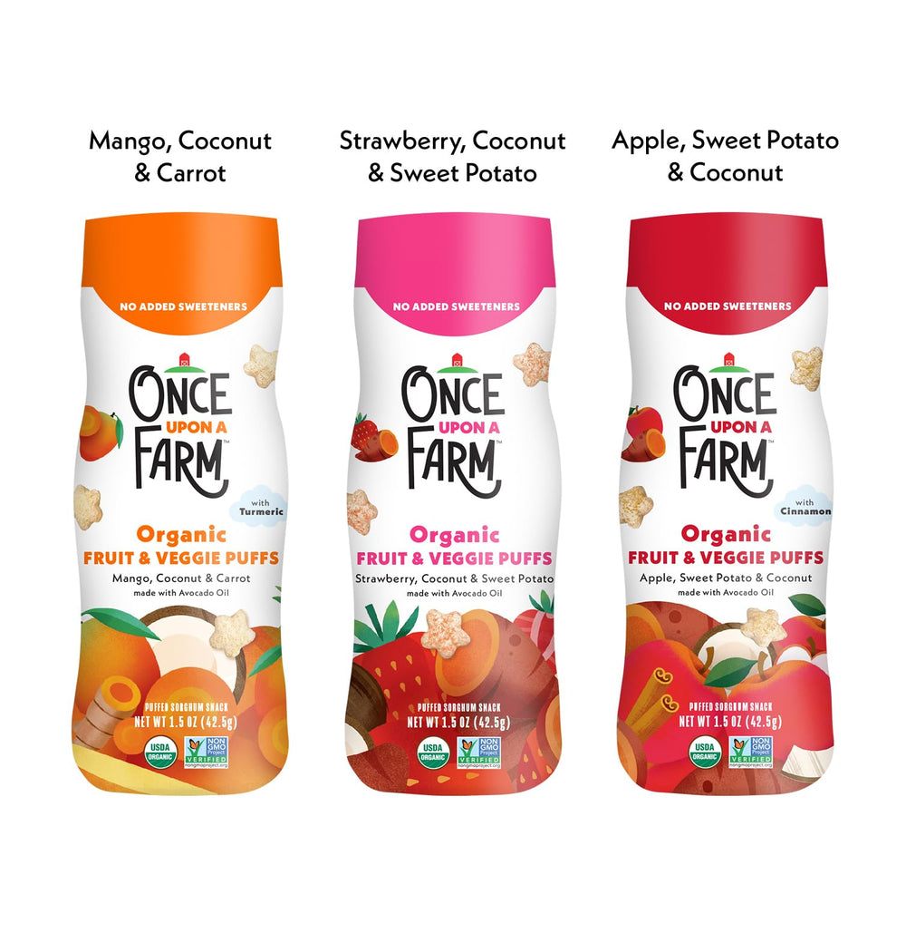 Once Upon a Farm mixed-berry-coconut-melts chewy sweetness for treat moments.
