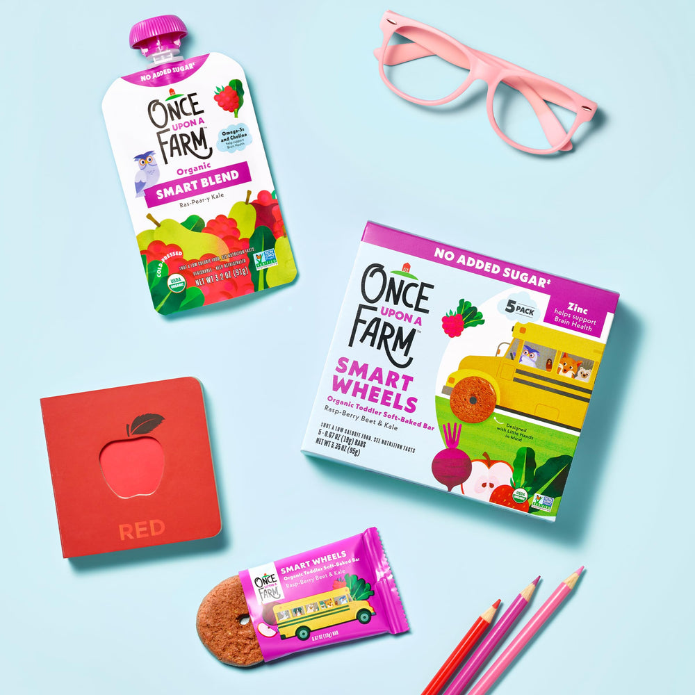 Once Upon A Farm non-gmo-kosher label, clean ingredients trusted by families