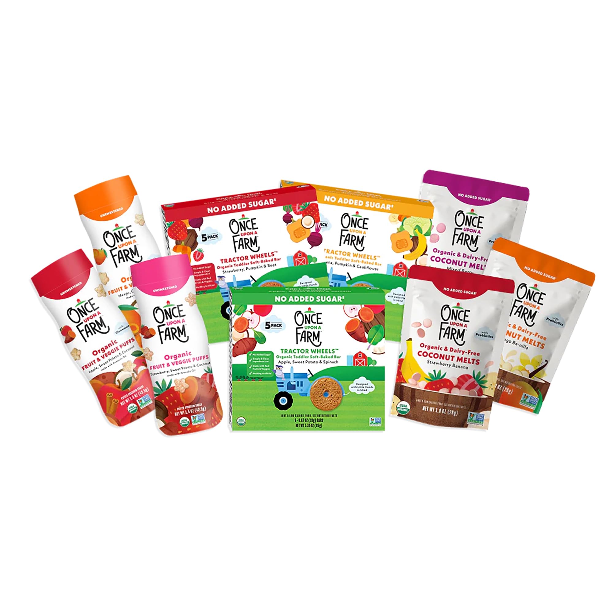 Once Upon a Farm Strawberry Banana Coconut Melts—dairy-free toddler snack for on-the-go.