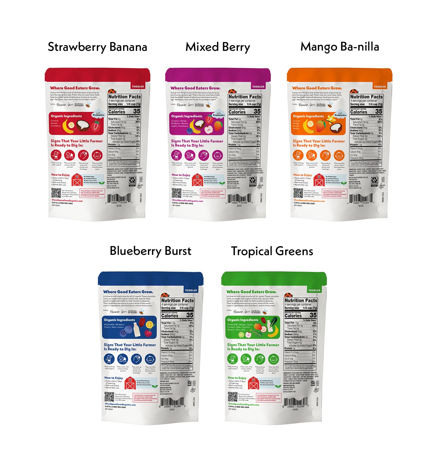 Once Upon a Farm tropical-greens-smoothie-melt nourishing, easy-to-chew snack for busy days.