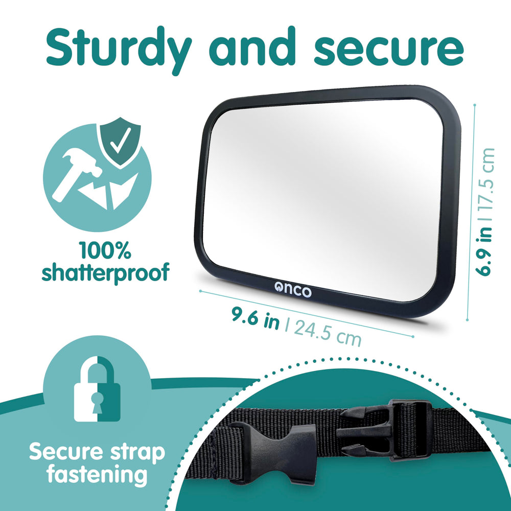 Onco Baby Car Mirror attaches to headrests with multiple secure options for quick setup.