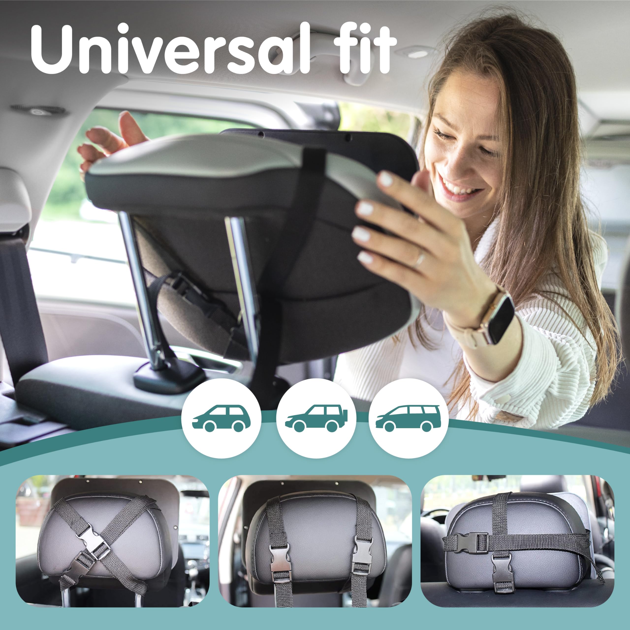 Onco Baby Car Mirror has a non-slip base to minimize wobble during drives.
