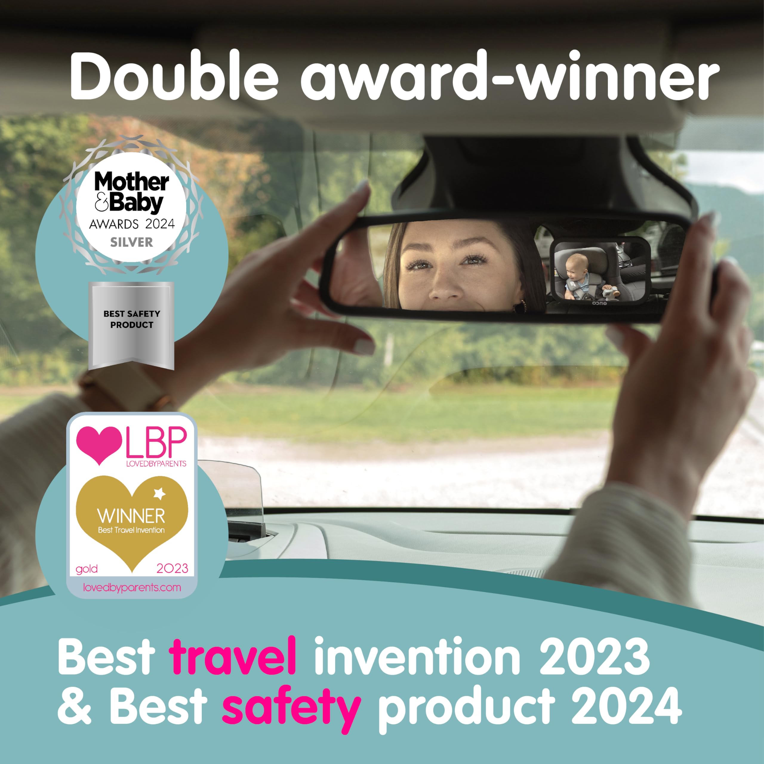 Onco Baby Car Mirror features shatterproof construction for a safe, stable daily use.