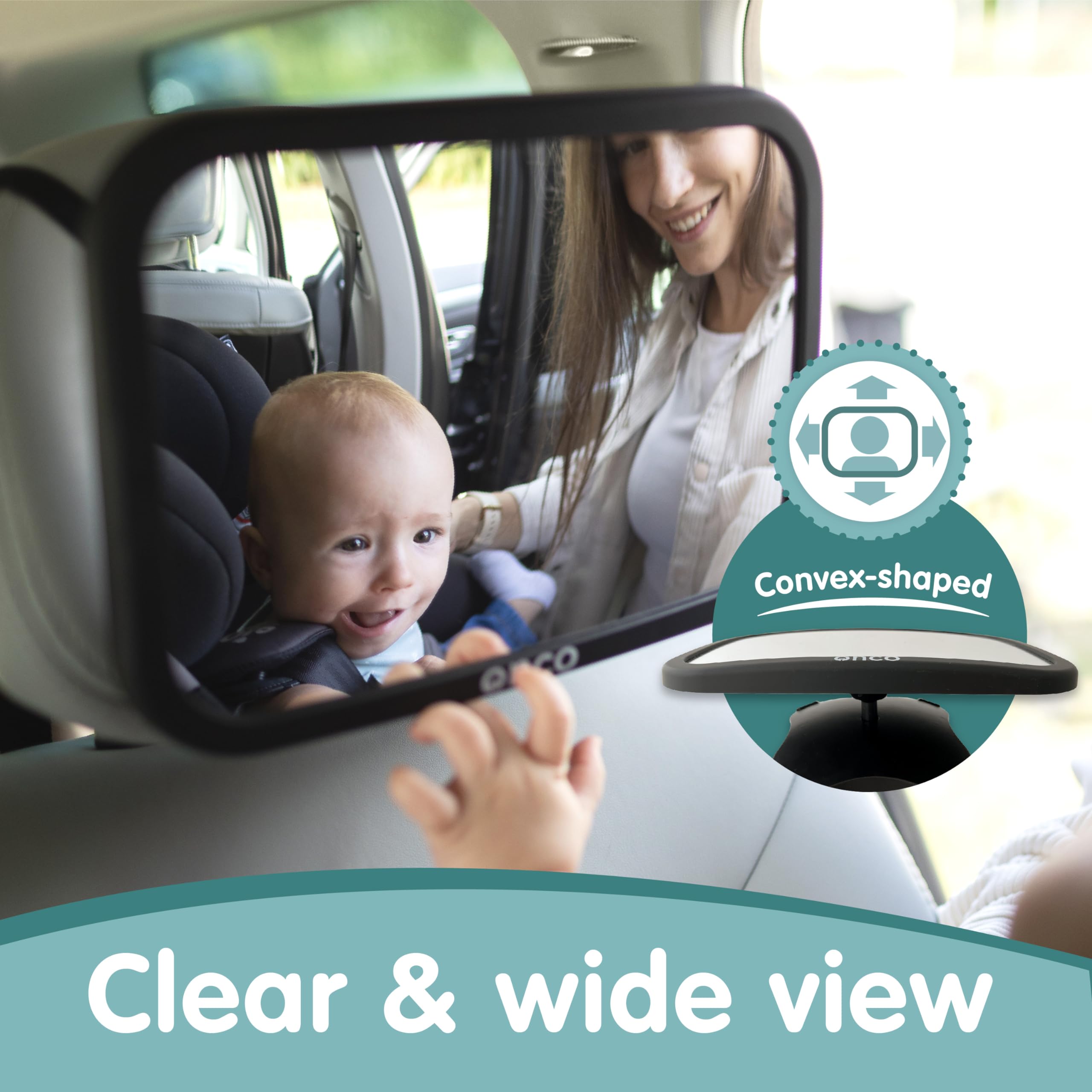 Onco Baby Car Mirror shatterproof plastic enhances long-lasting safety.