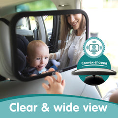 Onco Baby Car Mirror provides a wide, clear view of the baby without distortion during drives.