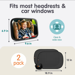 Onco baby car mirror features headrest attachment options for secure mounting.