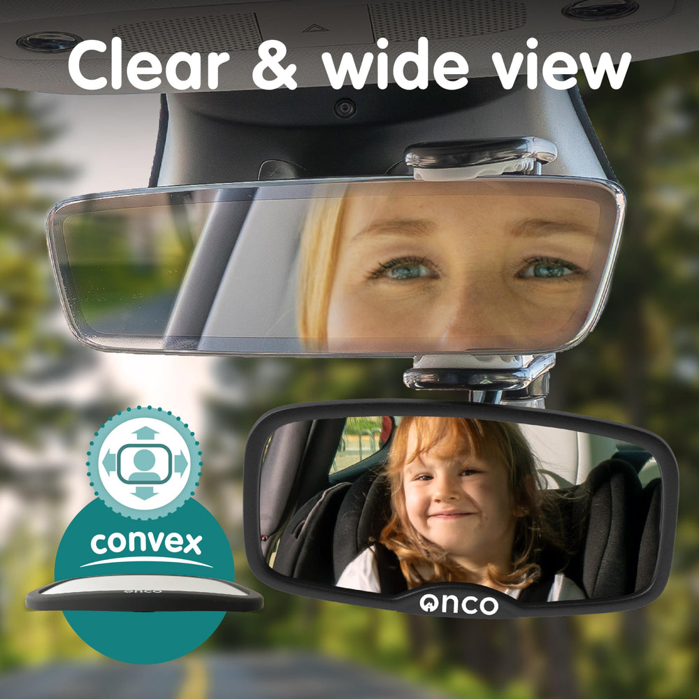 Onco backseat mirror easy-install for quick viewing from the driver's seat.