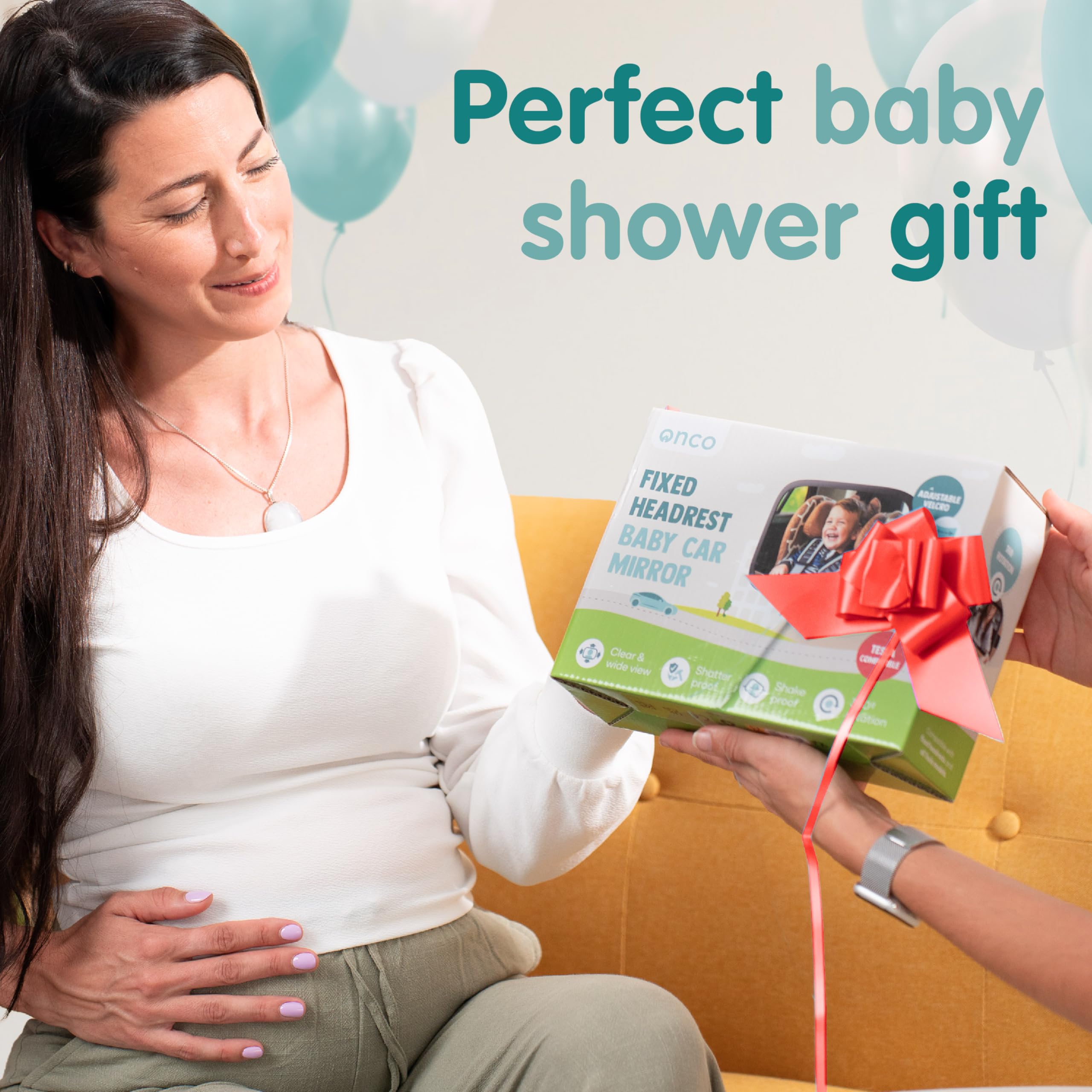 Onco fixed-headrest baby mirror backview helps check infant without distraction.