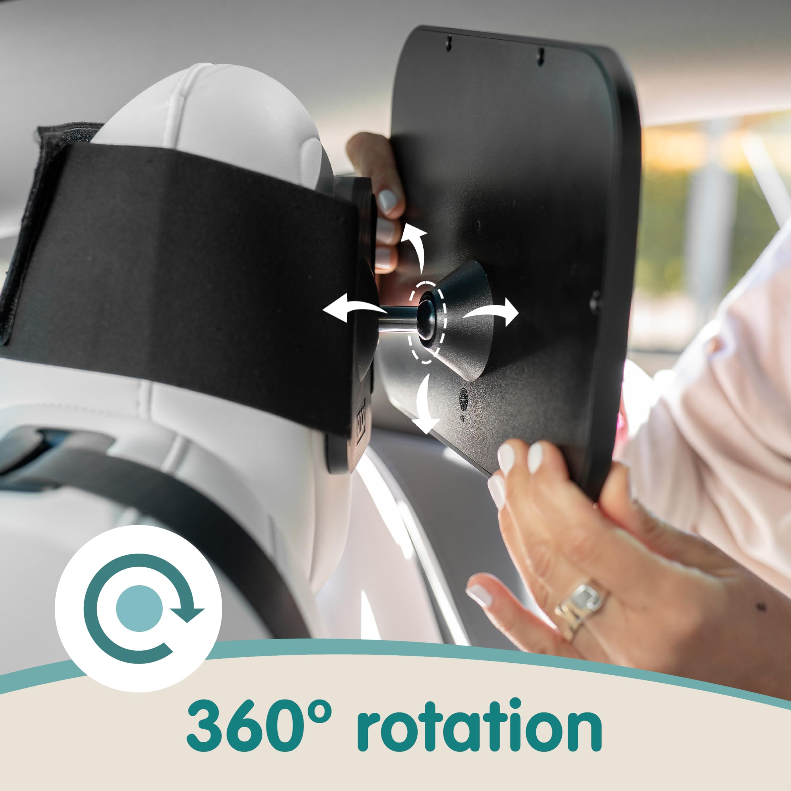 Onco fixed-headrest baby mirror non-slip base maintains steady positioning.