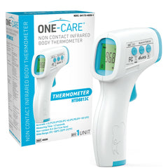 ONE-CARE HTD8813C non-contact thermometer performing safe forehead readings.