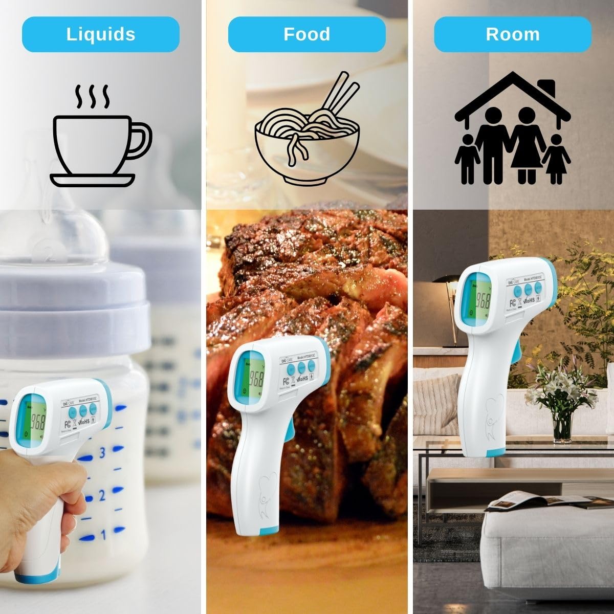 ONE-CARE HTD8813C packaging includes batteries and manual for easy setup.