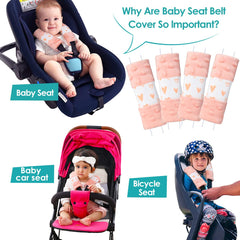 One Enjoy pink belt pad on a baby car seat belt for added comfort