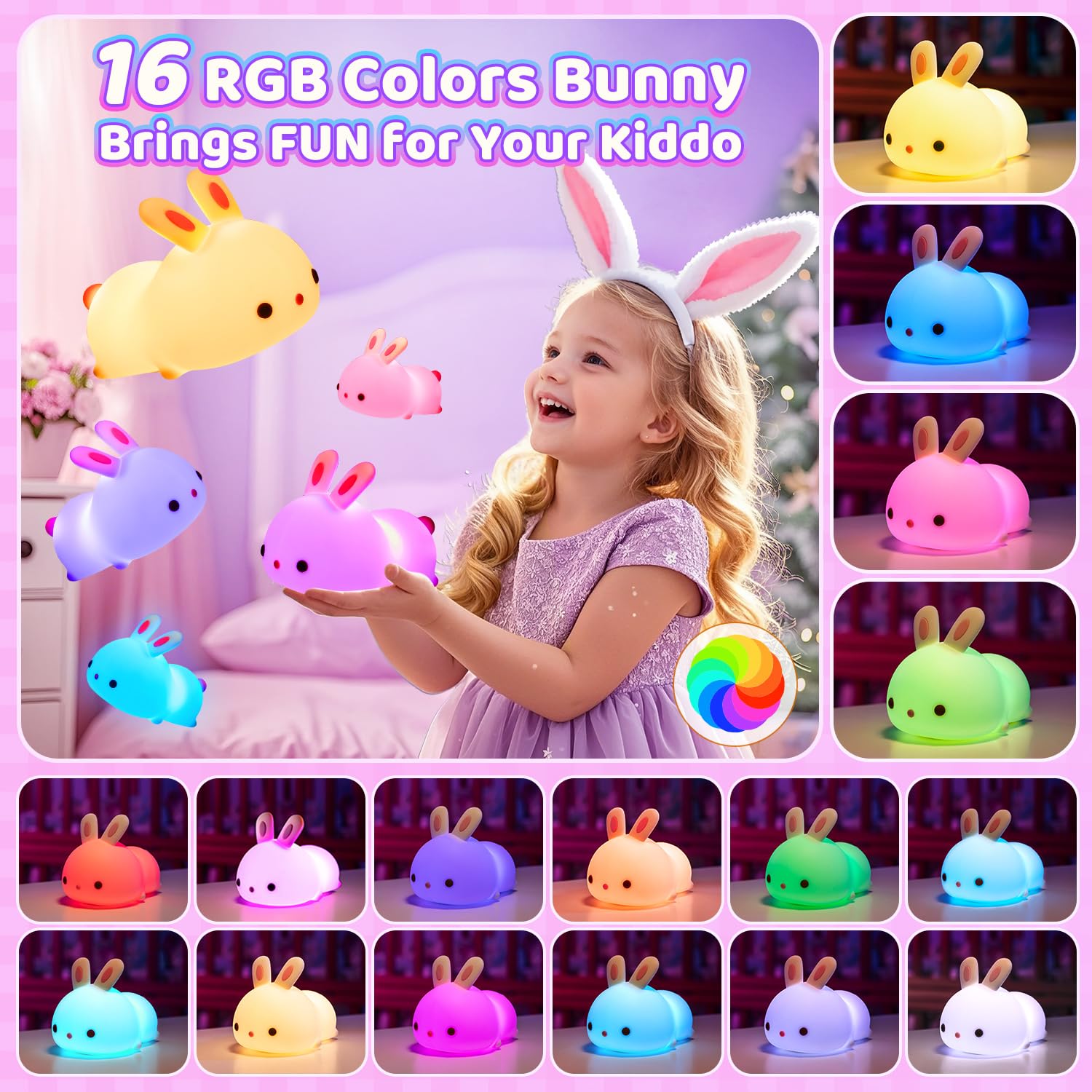 One Fire Bunny Night Light offers 16 colors for customizable mood lighting.