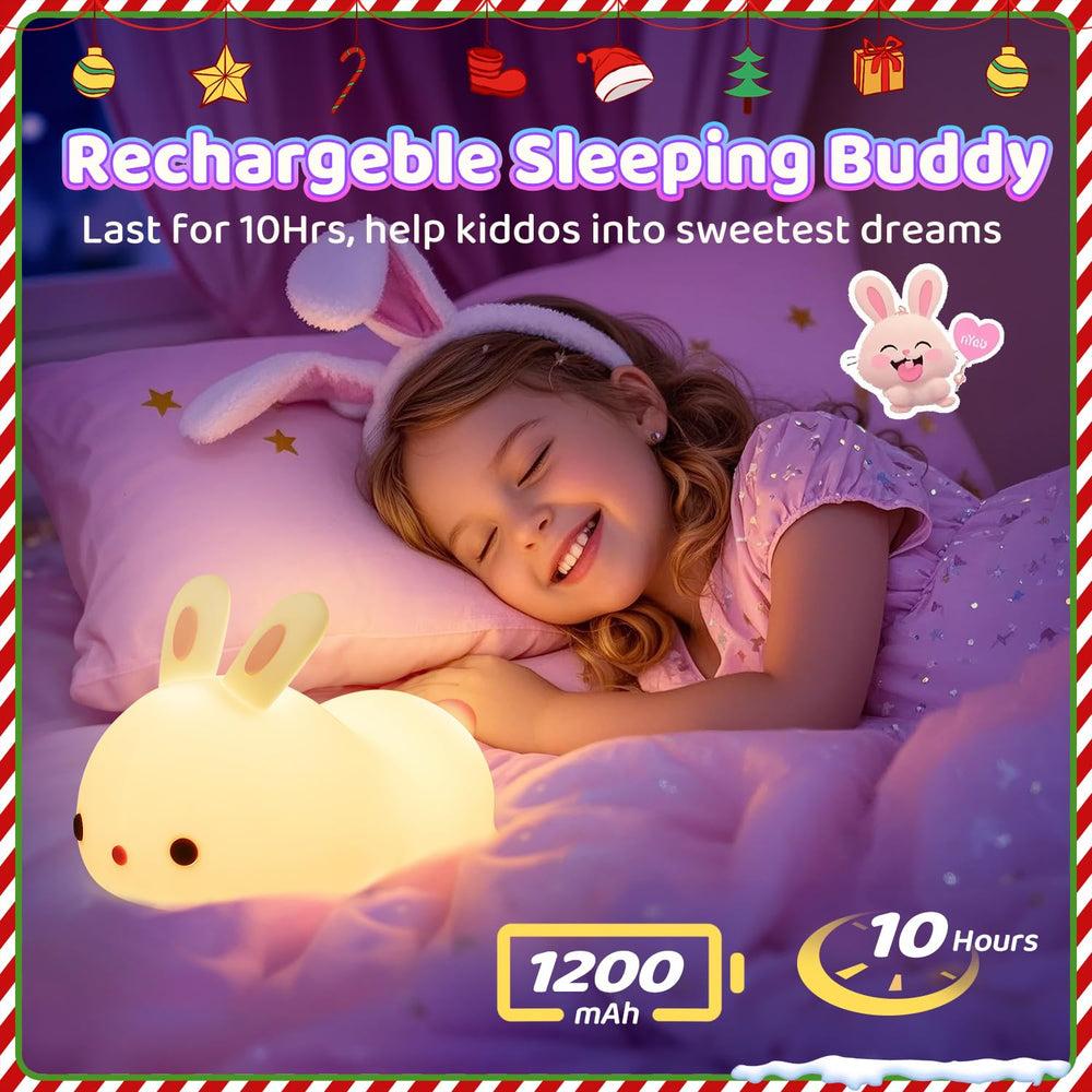 One Fire Bunny Night Light includes a rechargeable battery for cordless use.