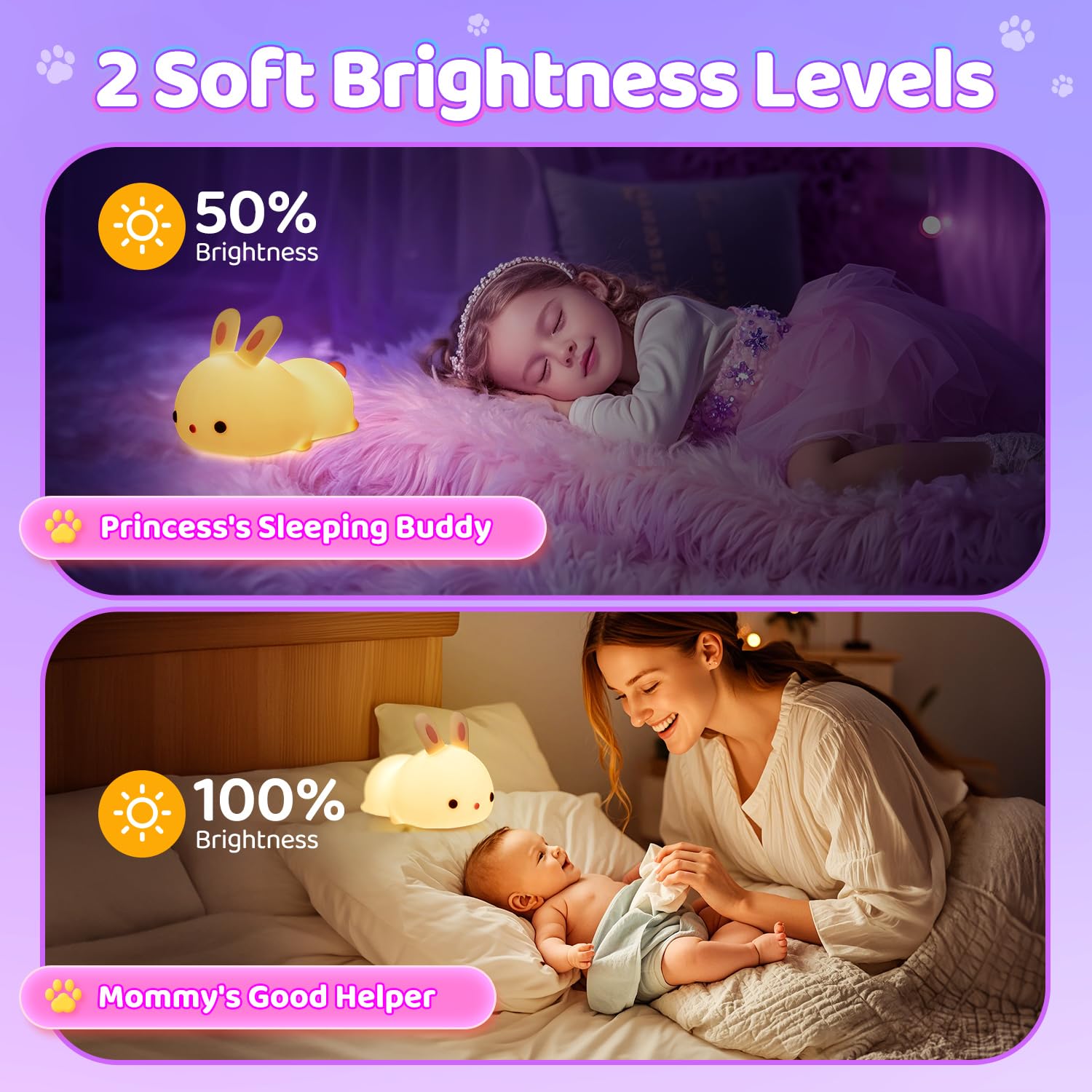 One Fire Bunny Night Light is made of soft, safe silicone material.