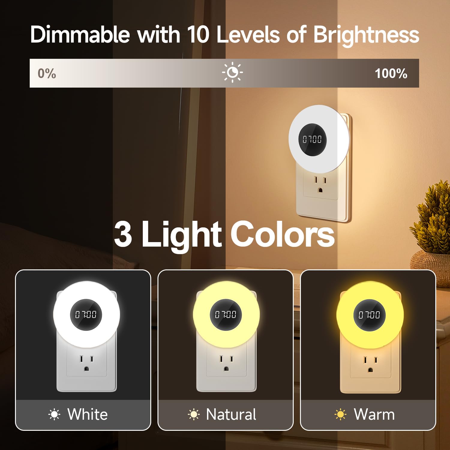 One Fire plug-in timer unit set for bathroom and room routines.