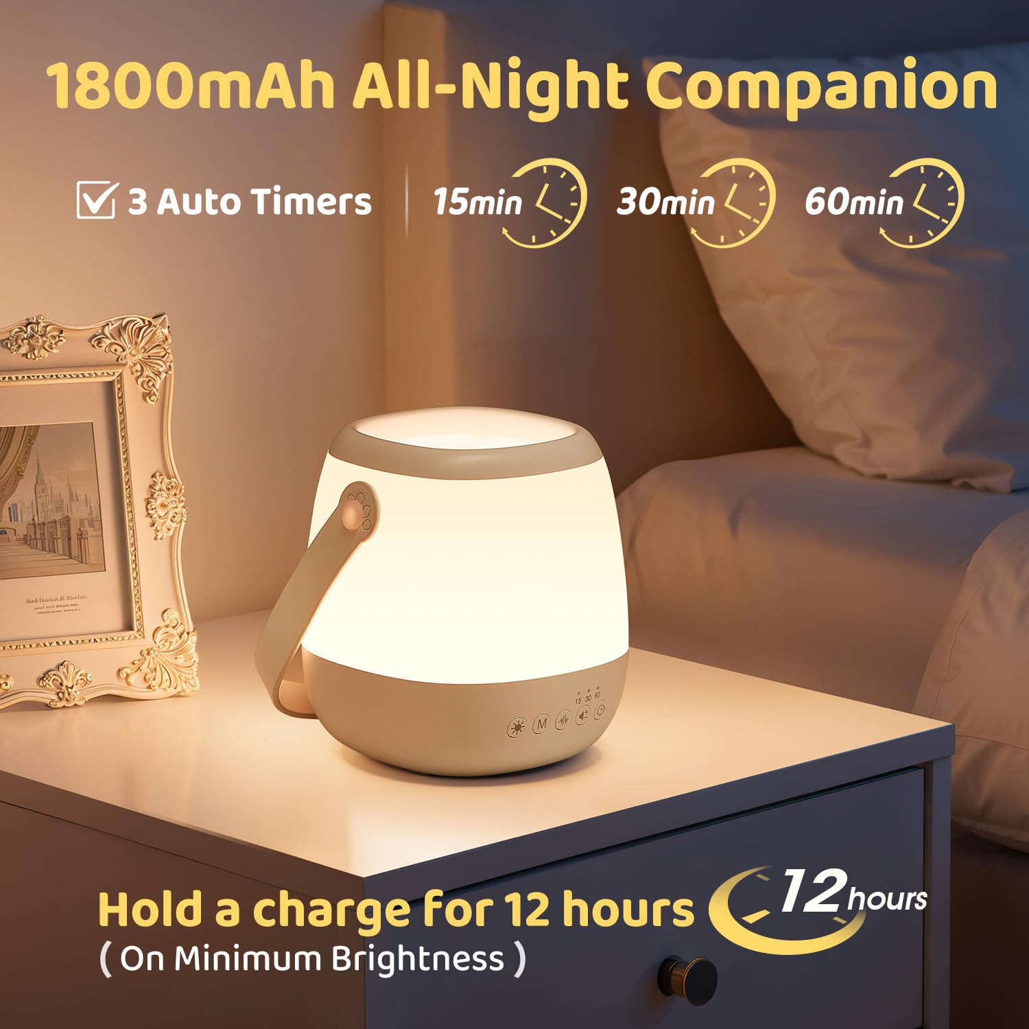 One Fire sound machine with 12 built-in sounds for calm evenings