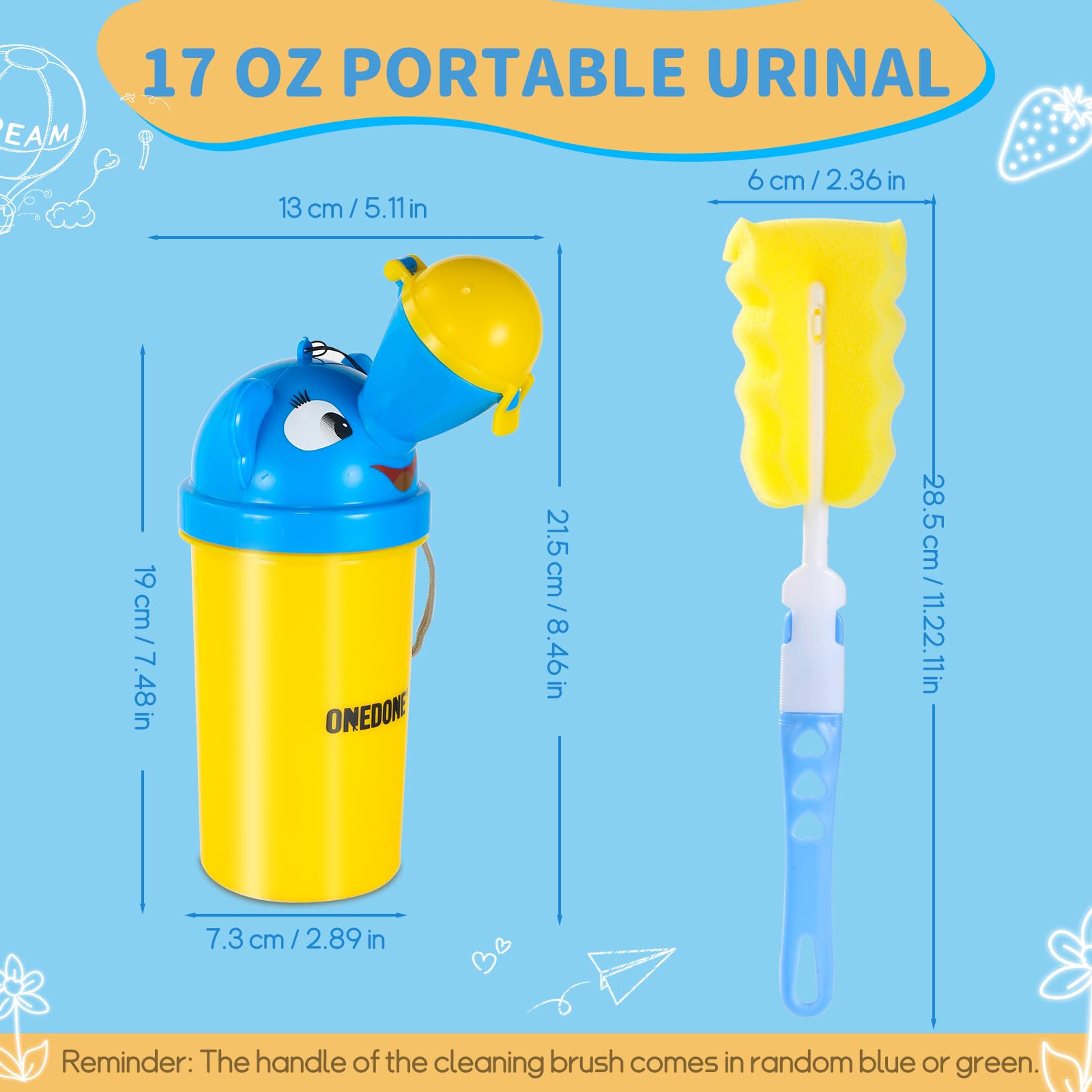 ONEDONE compact urinal at 7.3 inches tall fits bags