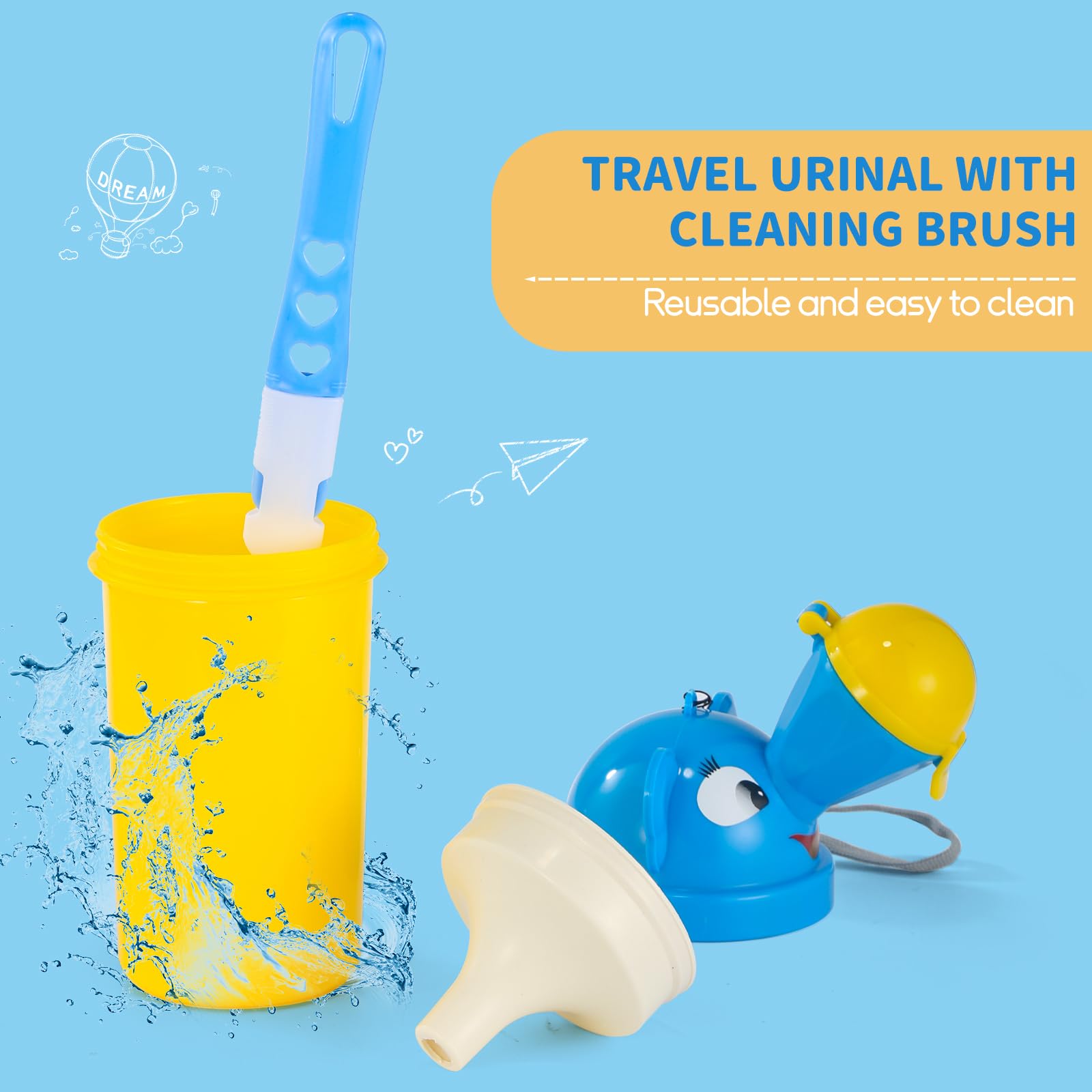 ONEDONE kid urinal with cleaning brush for easy maintenance