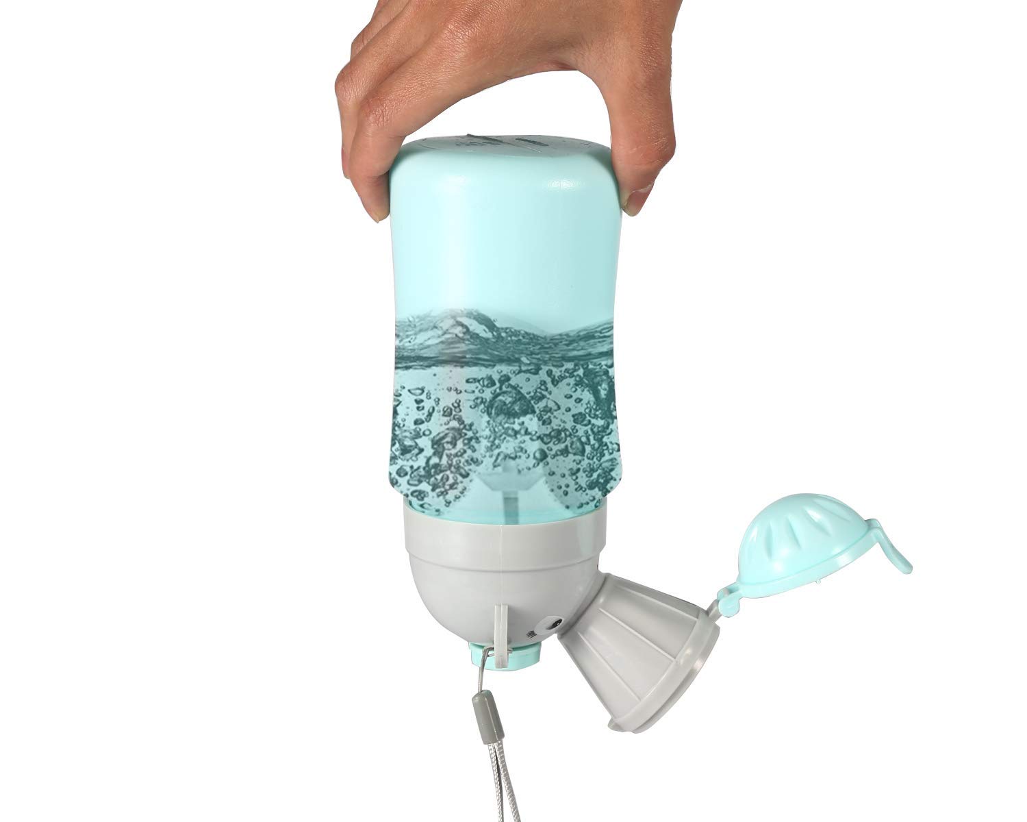 ONEDONE portable potty blue seal closed view demonstrates leak prevention.