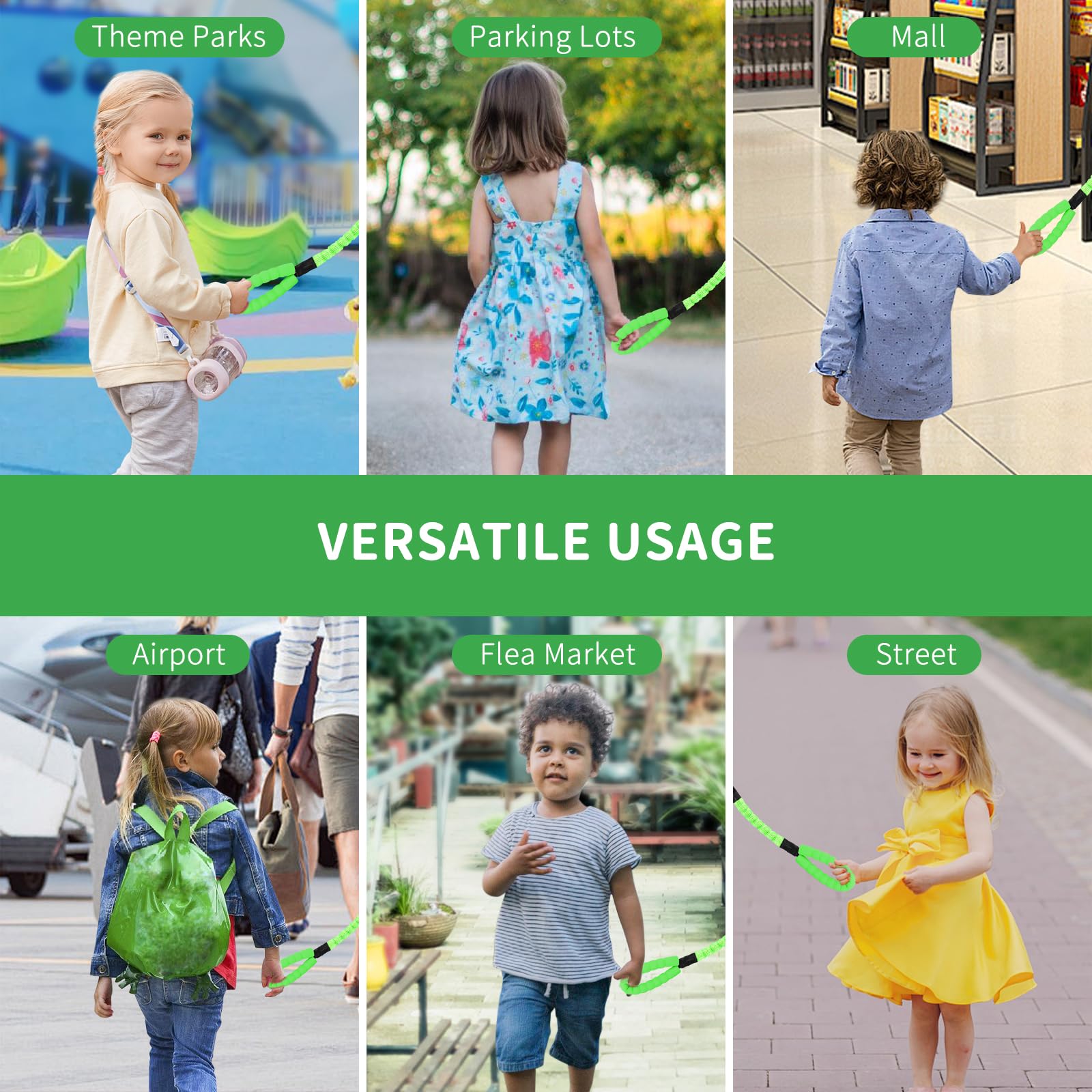 ONEDONE vibrant green strap aids quick identification in crowded places