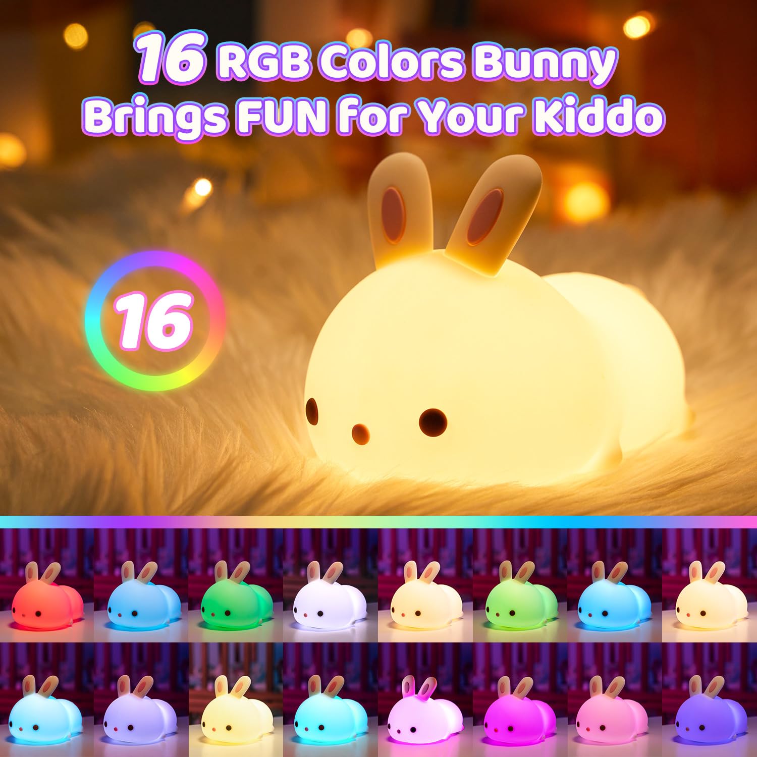 One Fire kawaii-room-decor-bunny-lamp adds charming decor with a gentle glow.