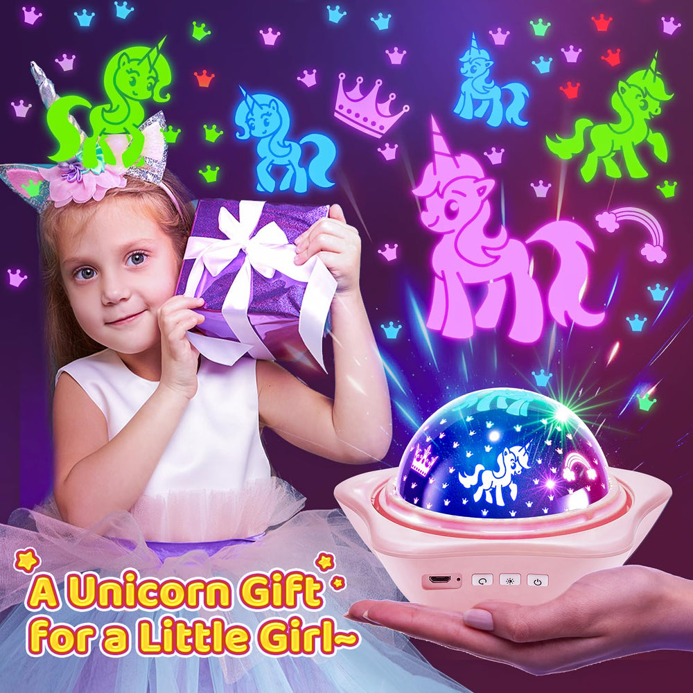 One Fire pink star lights bring playful unicorn decor to a bedroom.