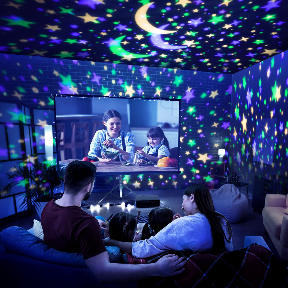 One Fire star projector ceiling projection display across the room
