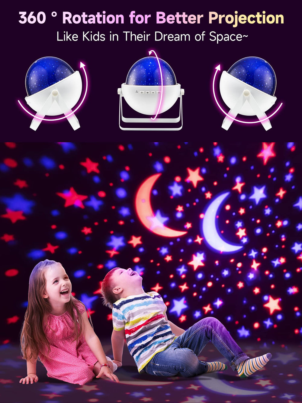 One Fire star projector star and moon slide for imaginative viewing