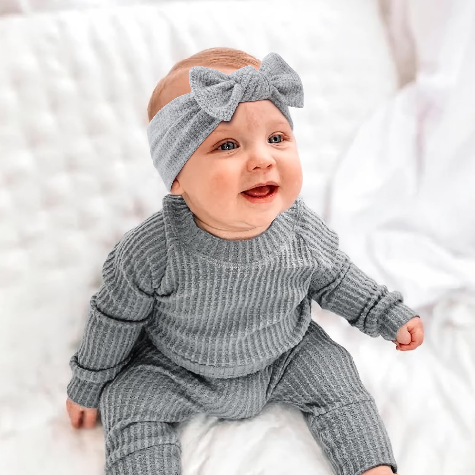 ONENINEDREAM 3pc headwrap set in white, gray, and beige offers versatile outfit matching.