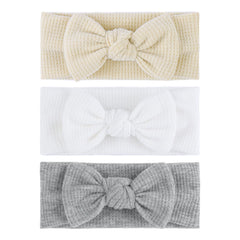 ONENINEDREAM 4-inch baby hairband with gray bows, soft touch for delicate newborn skin.
