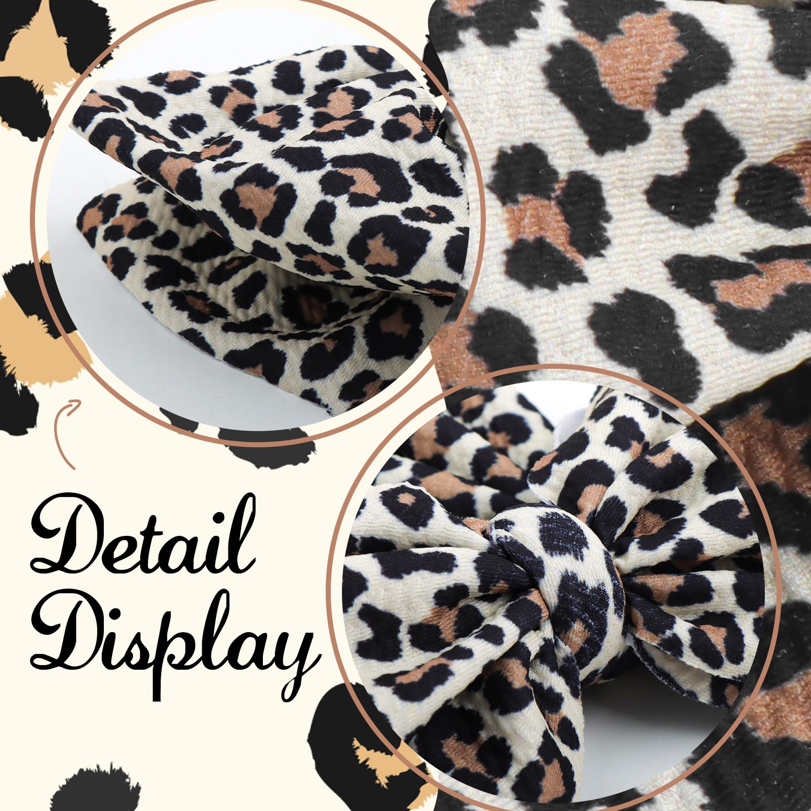 ONENINEDREAM two-pack bows; beige and leopard print for mixed outfits.