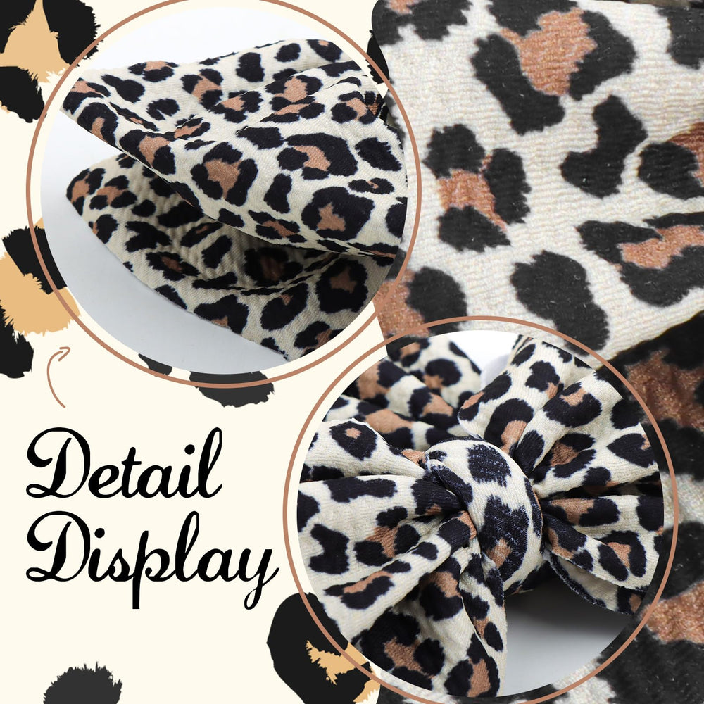 ONENINEDREAM two-pack bows; beige and leopard print for mixed outfits.