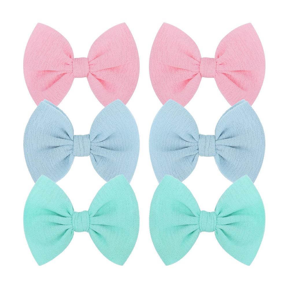 ONENINEDREAM baby bows light blue close-up showing soft satin and gentle daily wear