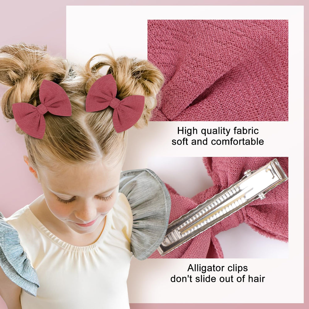 3-inch pink-wine bows enhance outfits for photos and special occasions.