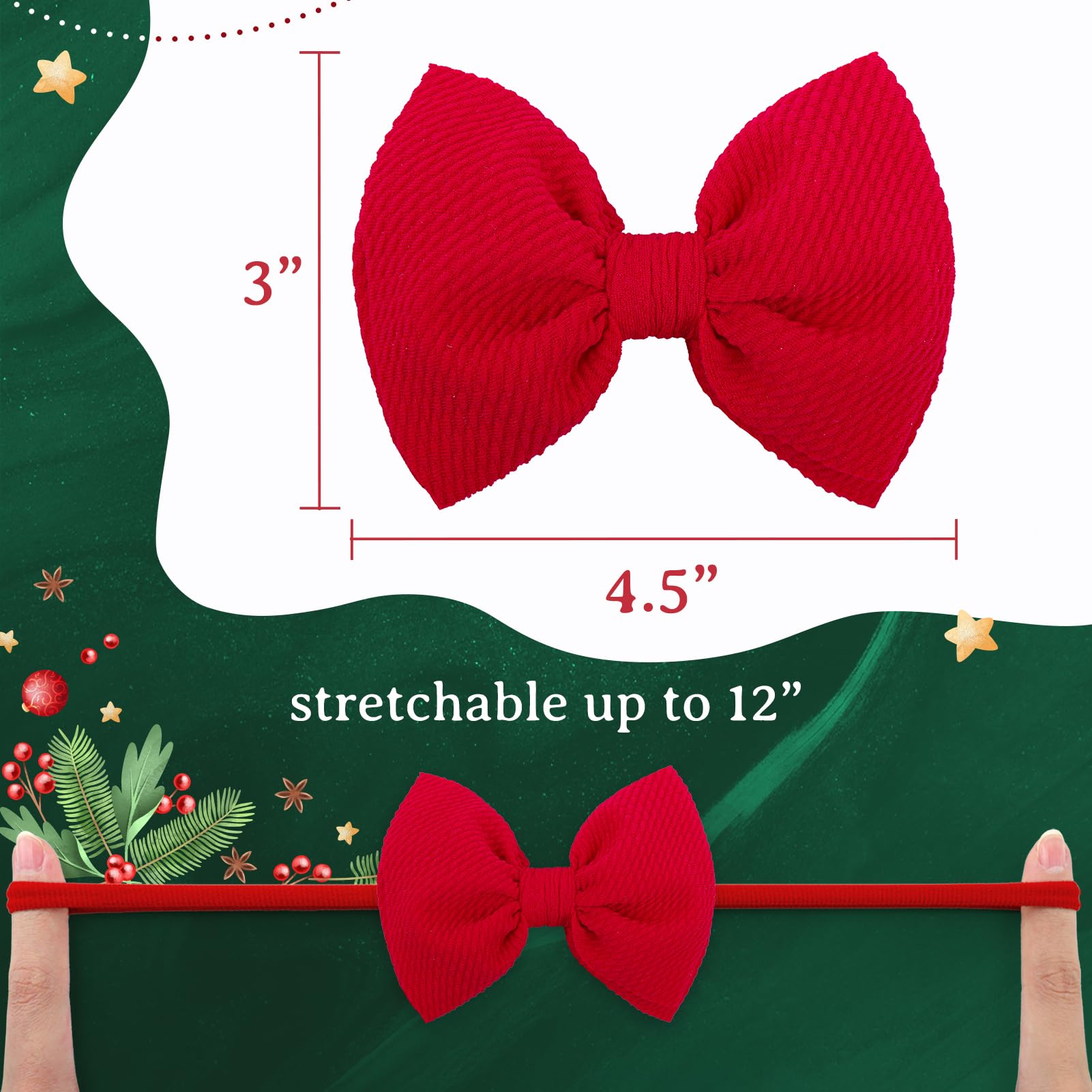 ONENINEDREAM nylon headband with soft elastic fits newborns and toddlers for daily festive wear.