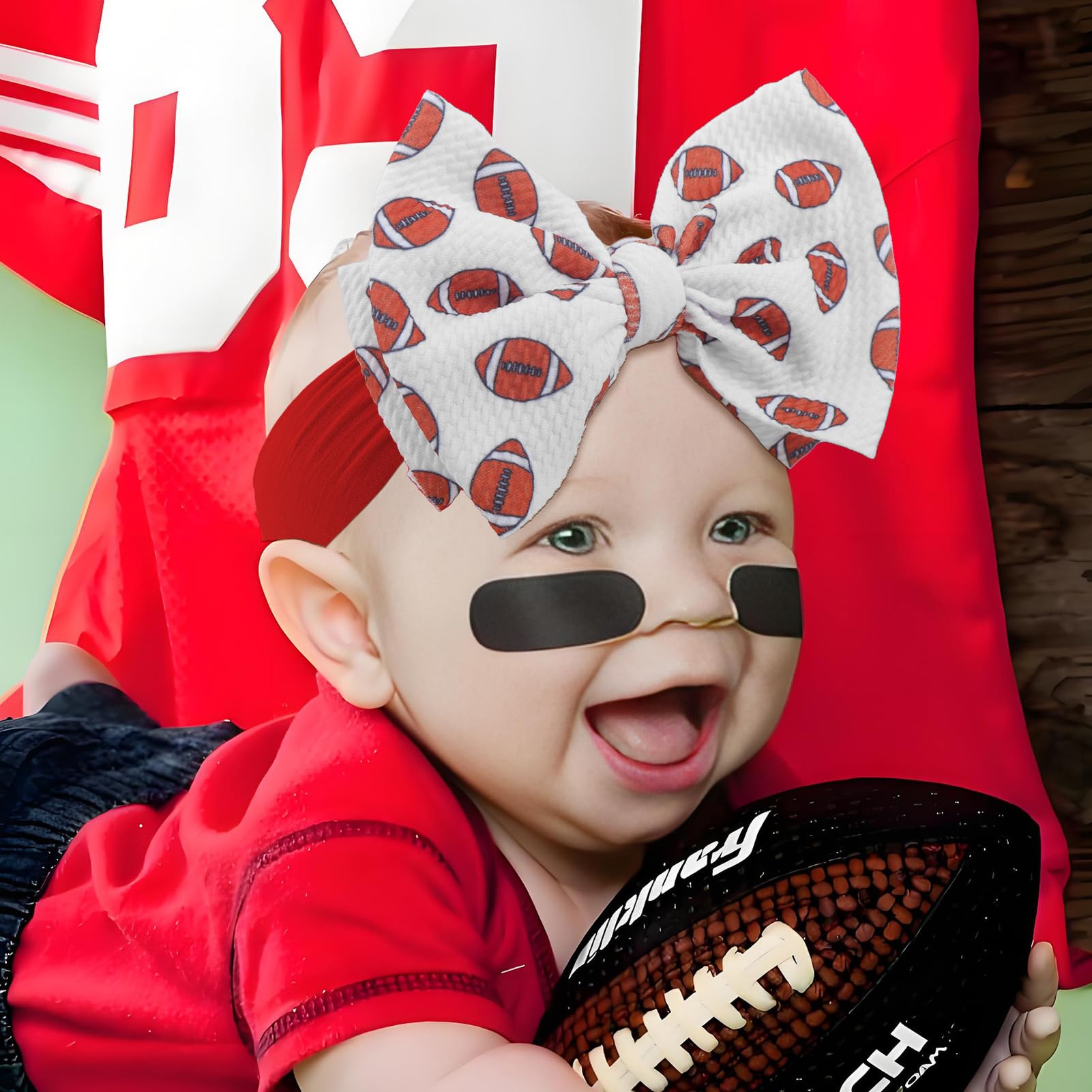 ONENINEDREAM baby headbands football-pattern for cute daily outfits.