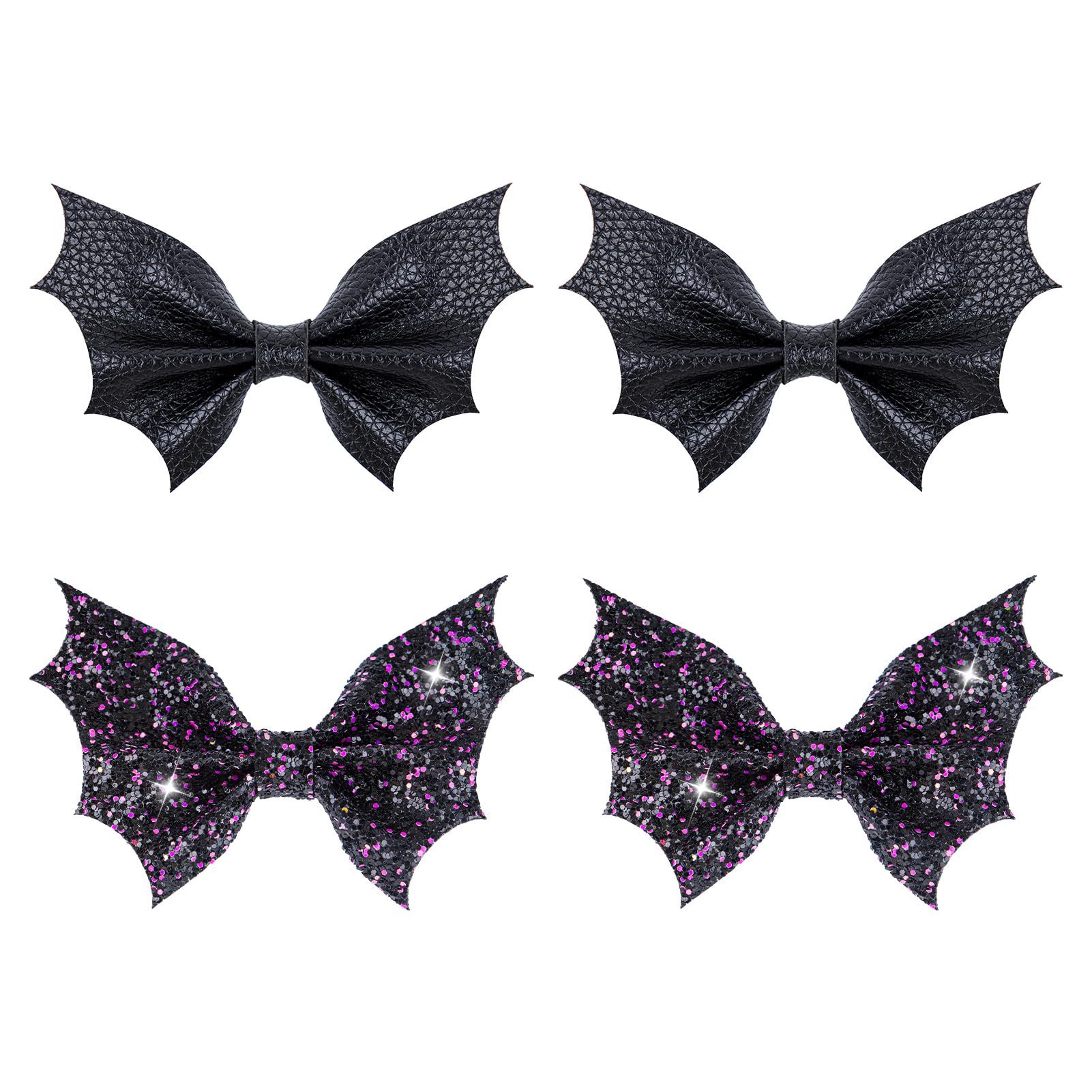 ONENINEDREAM Black Bat Hair Bow Clip with glitter for costume styling