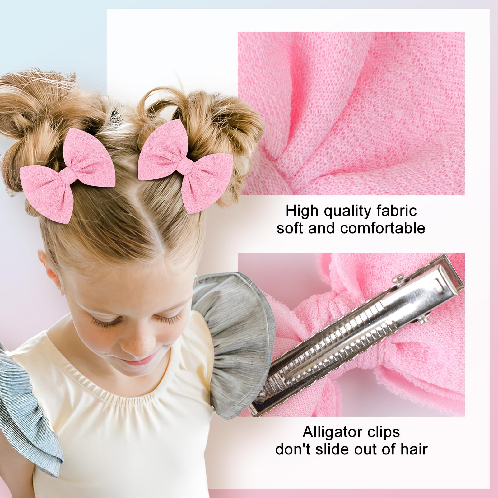 ONENINEDREAM bows alligator-clip closeup shows secure grip and smooth finish for delicate hair