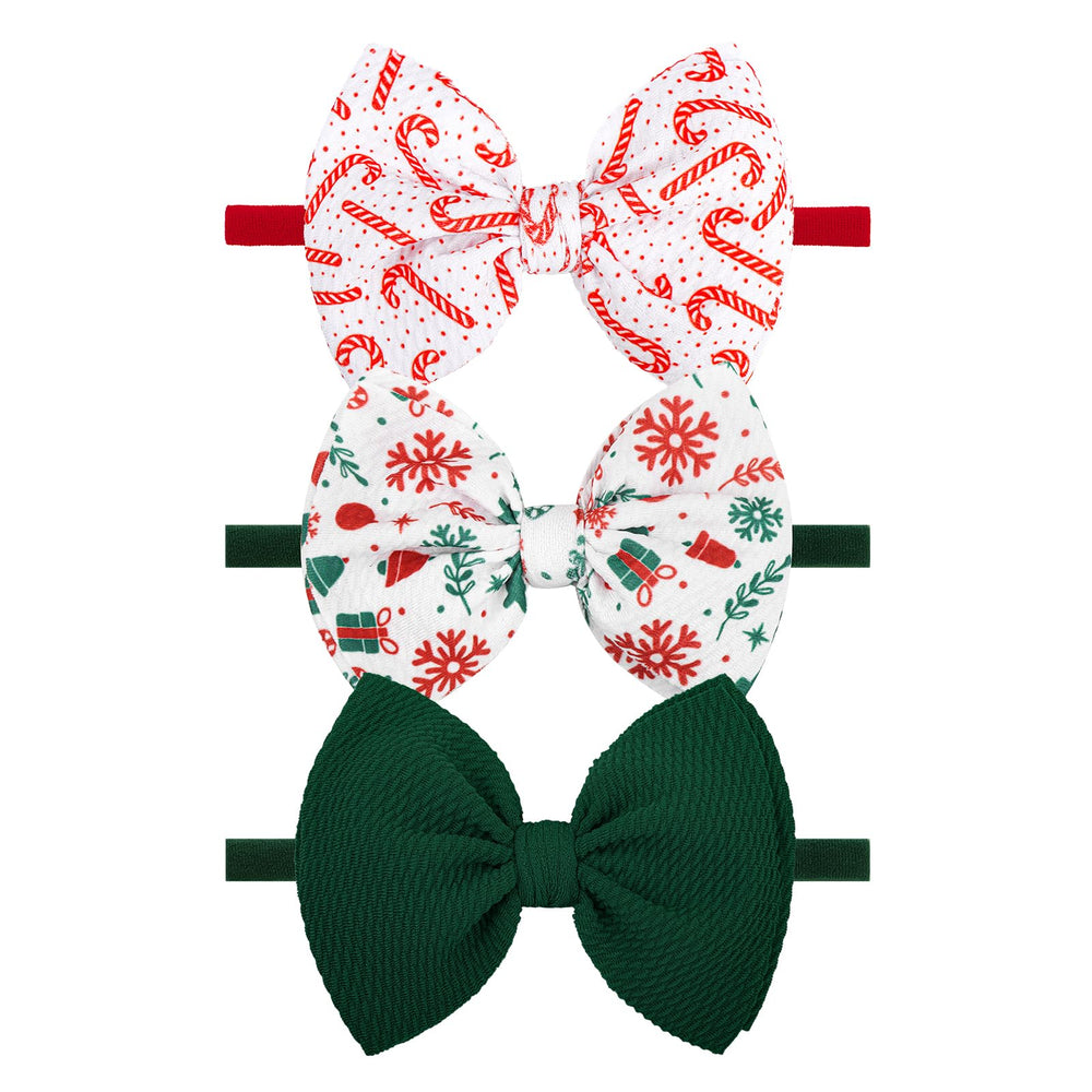 ONENINEDREAM Christmas headbands set with green bows for festive photos and daily outfits.