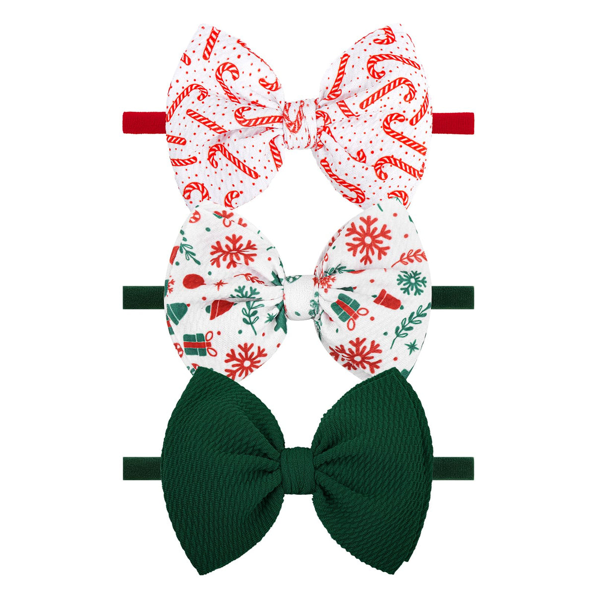 ONENINEDREAM Christmas headbands set with green bows for festive photos and daily outfits.