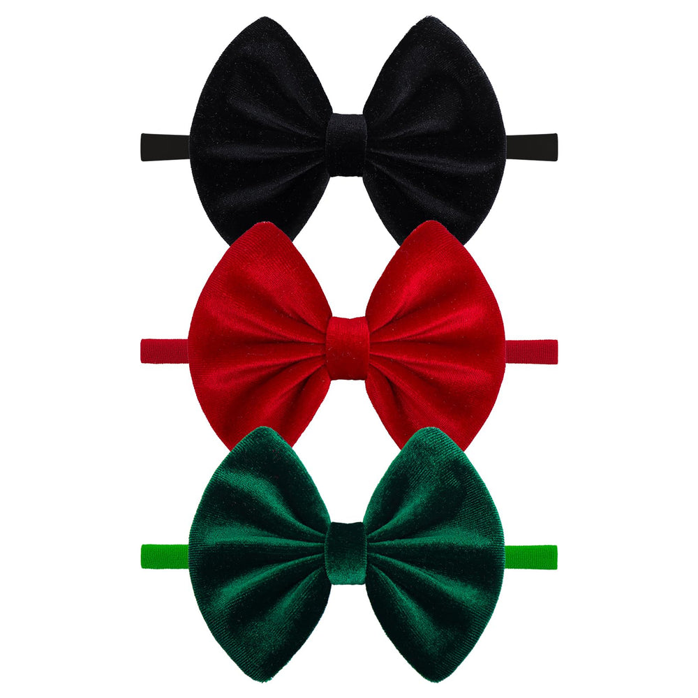 ONENINEDREAM Christmas velvet bow headband red for festive outfits and photos