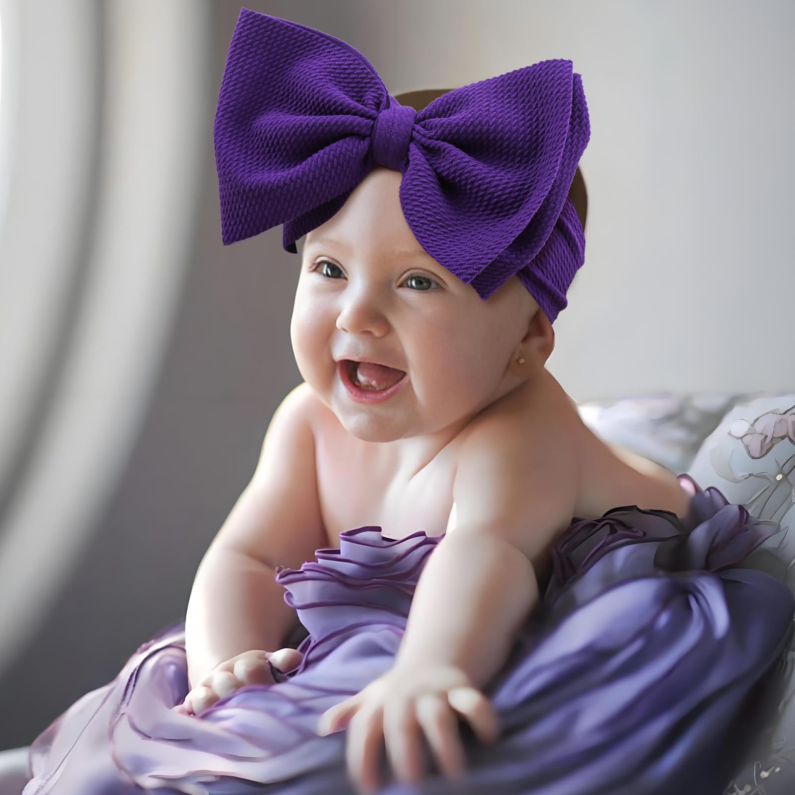 ONENINEDREAM newborn bow accessory purple ideal for photo-worthy outfits