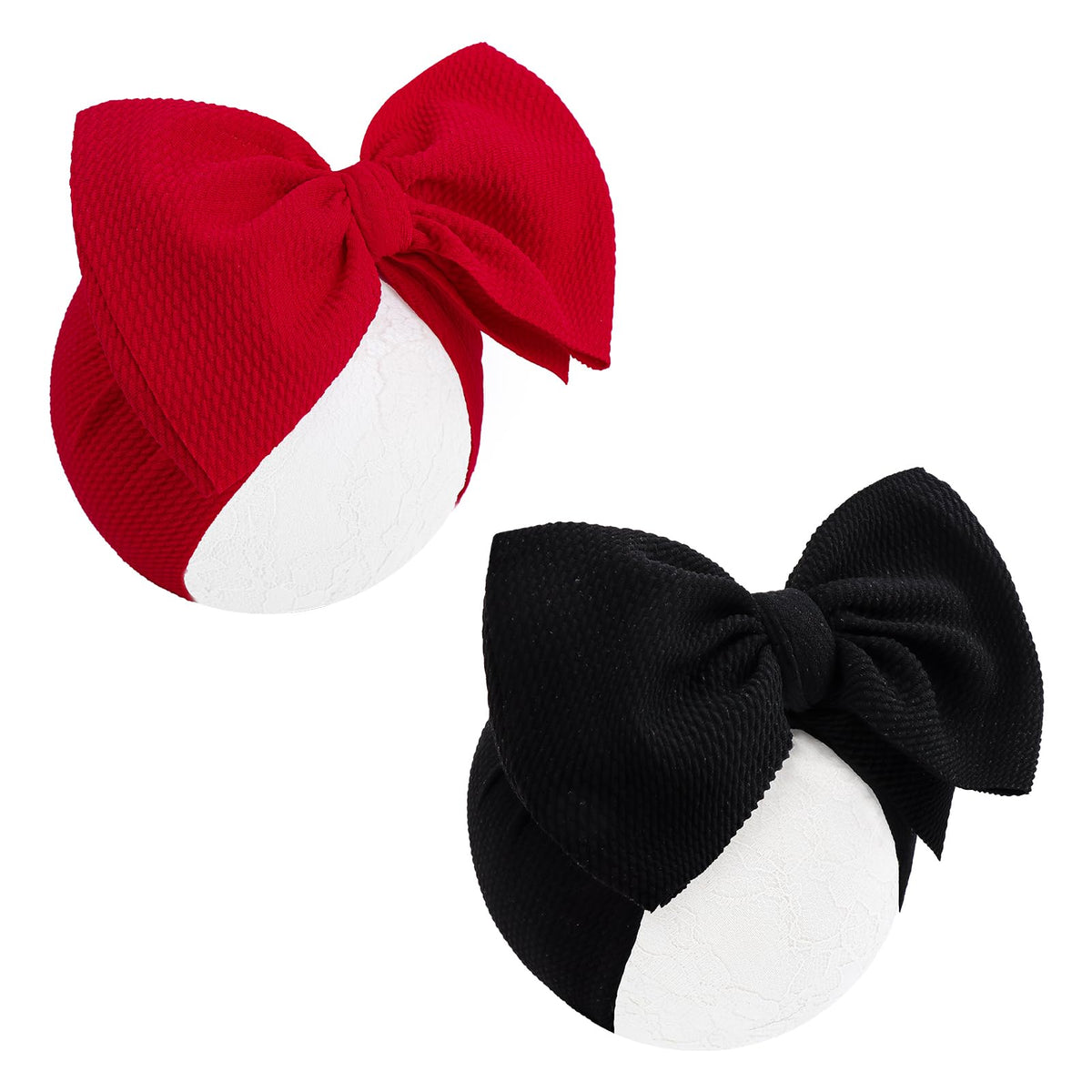 ONENINEDREAM red bow headband for infant with secure fit for outings.