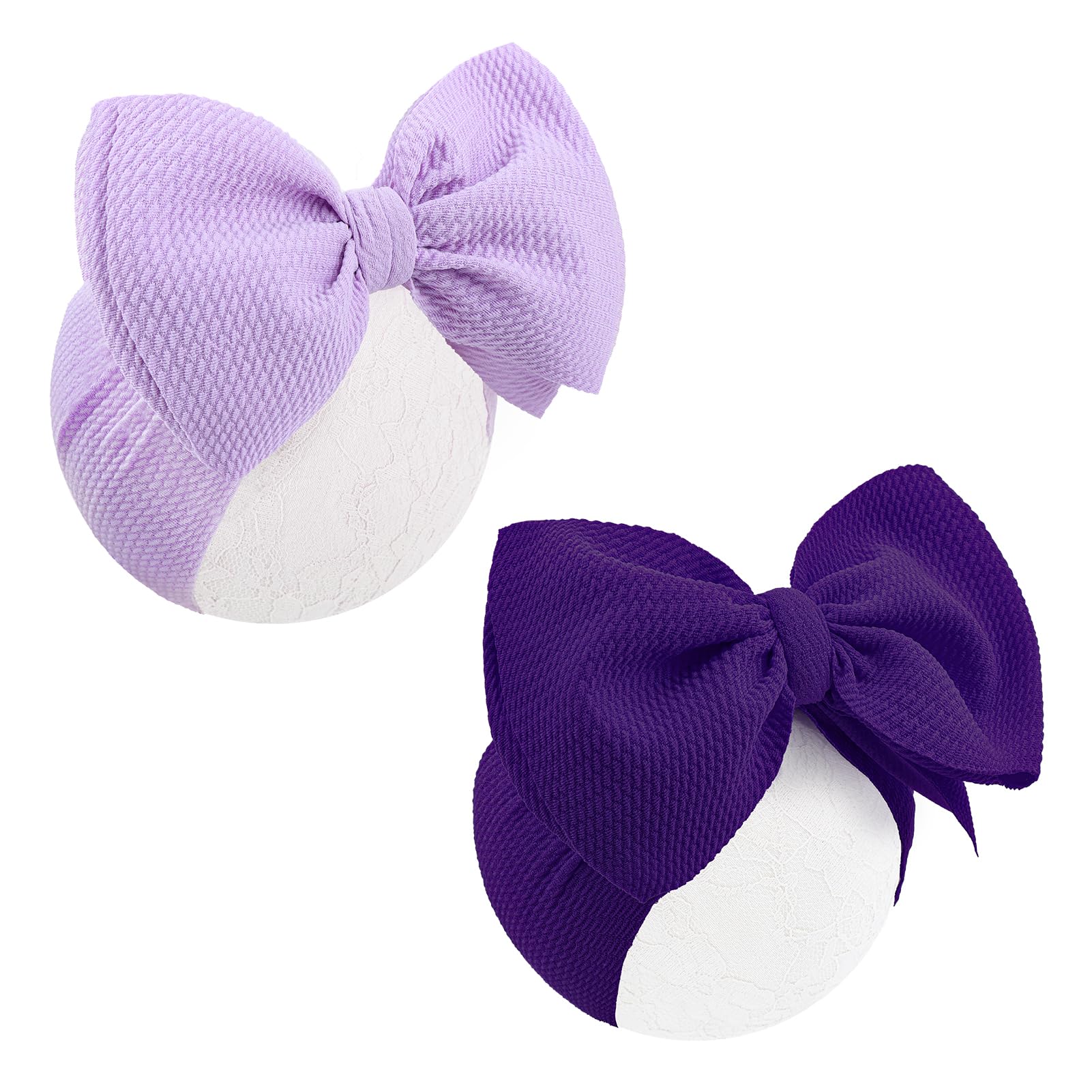 ONENINEDREAM soft knot headband purple bow for gentle newborn styling