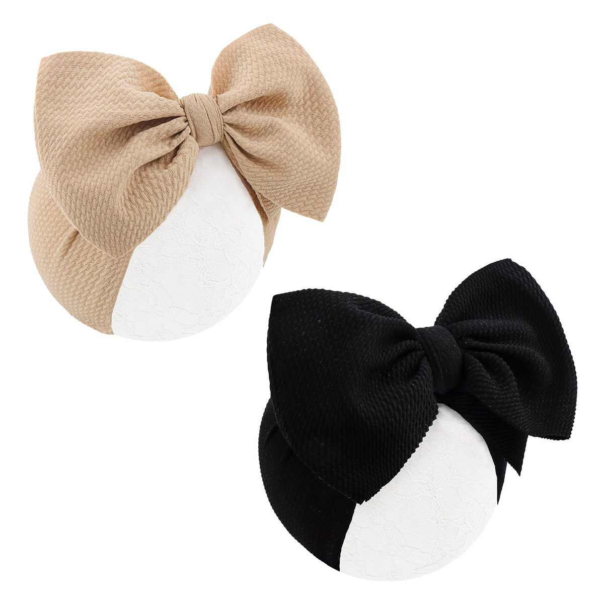 ONENINEDREAM soft knot headband beige-bow; gentle comfort for everyday outfits.