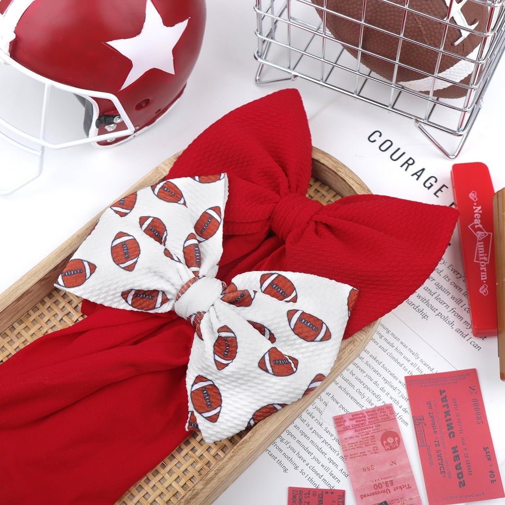 ONENINEDREAM sport-party headband with red-white bow for themed events.