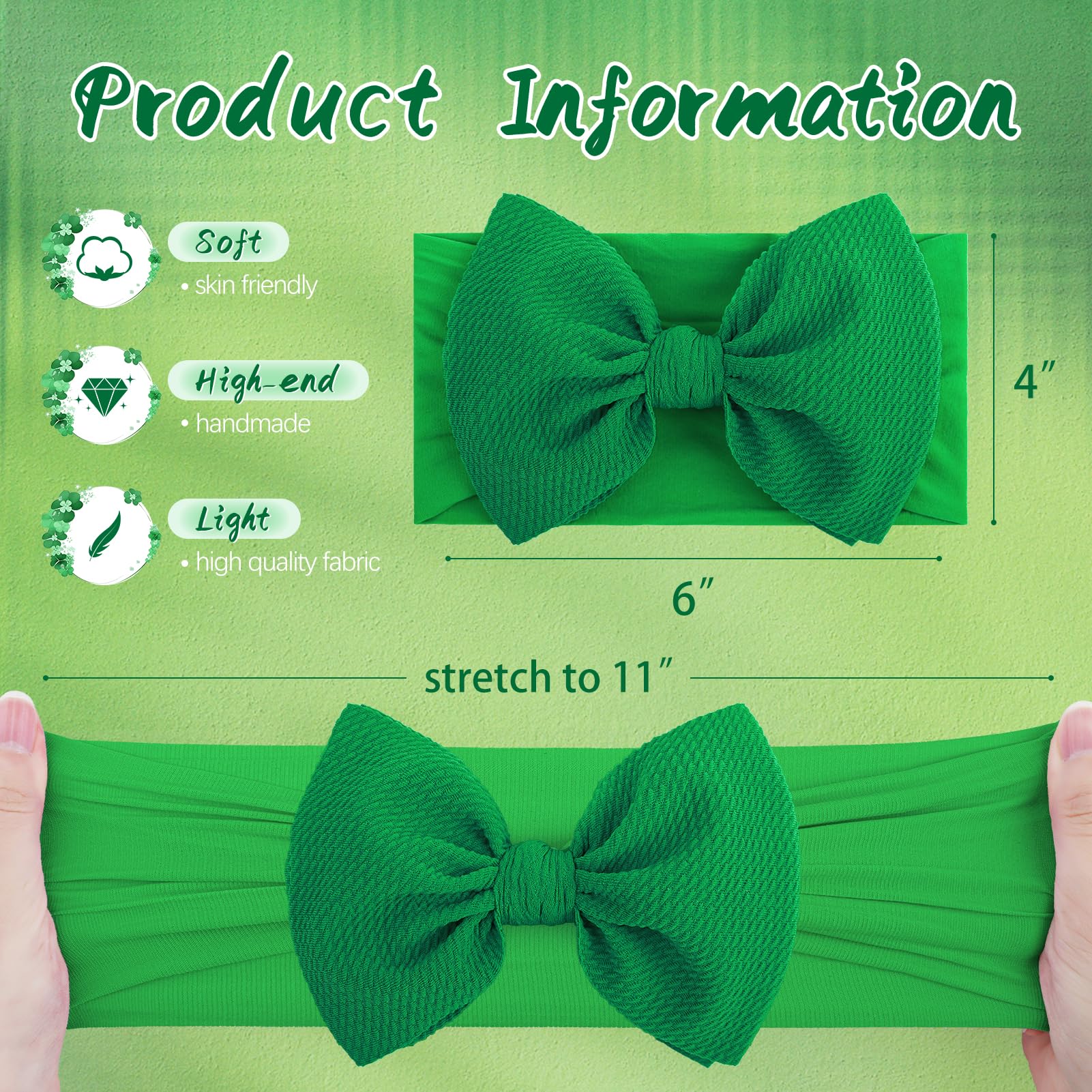 ONENINEDREAM st patricks day hairband nylon elastic band gentle fit close view.