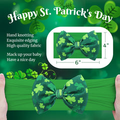 ONENINEDREAM St Patrick's headband newborn to toddler fit showcased on a child