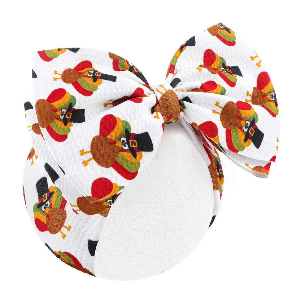 ONENINEDREAM turkey bow headband in soft fabric for all-day gentle comfort.